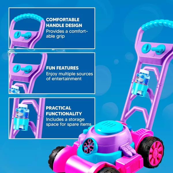 Sloosh Bubble Lawn Mower Toddler Toys  Kids Toys Bubble Machine Summer Outdoor Toys Games Bubble Mower Push Toy Outside Toys for Toddlers Preschool Kid Boys Girls Birthday Gifts BluePink