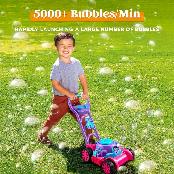 Sloosh Bubble Lawn Mower Toddler Toys  Kids Toys Bubble Machine Summer Outdoor Toys Games Bubble Mower Push Toy Outside Toys for Toddlers Preschool Kid Boys Girls Birthday Gifts BluePink
