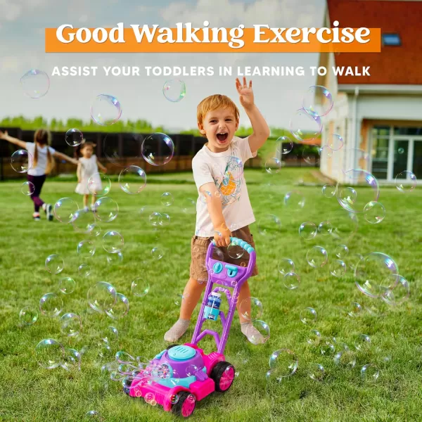 Sloosh Bubble Lawn Mower Toddler Toys  Kids Toys Bubble Machine Summer Outdoor Toys Games Bubble Mower Push Toy Outside Toys for Toddlers Preschool Kid Boys Girls Birthday Gifts BluePink