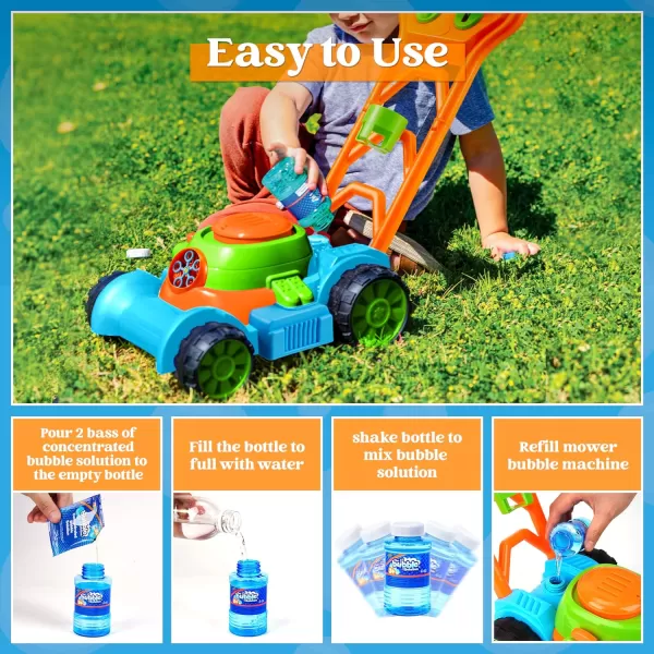 Sloosh Bubble Lawn Mower Toddler Toys  Kids Toys Bubble Machine Summer Outdoor Toys Games Bubble Mower Push Toy Outside Toys for Toddlers Preschool Kid Boys Girls Birthday Gifts BlueBlue