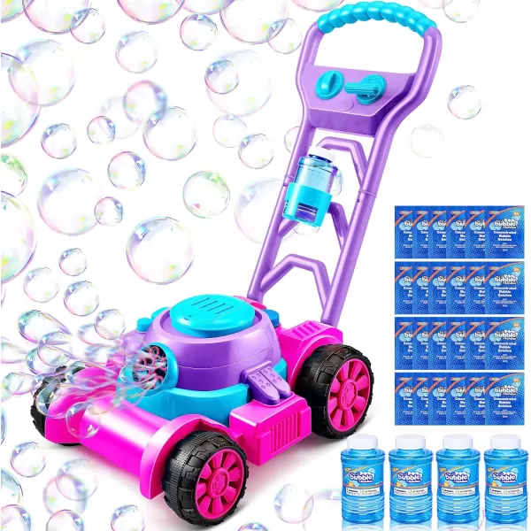 Sloosh Bubble Lawn Mower Toddler Toys  Kids Toys Bubble Machine Summer Outdoor Toys Games Bubble Mower Push Toy Outside Toys for Toddlers Preschool Kid Boys Girls Birthday Gifts BluePink