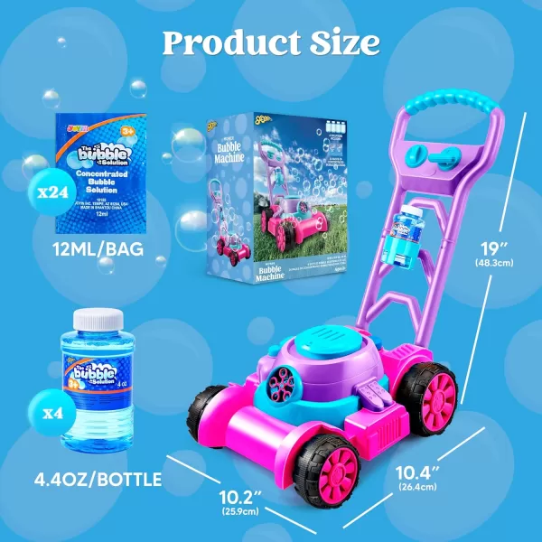 Sloosh Bubble Lawn Mower Toddler Toys  Kids Toys Bubble Machine Summer Outdoor Toys Games Bubble Mower Push Toy Outside Toys for Toddlers Preschool Kid Boys Girls Birthday Gifts BluePink
