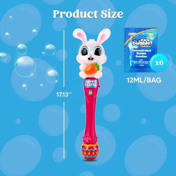 Sloosh Easter Bunny Bubble Wand for Kids Ages3 Light Up Automatic Bubble Maker with LED ampamp Sound Effect for Toddler Birthday Party Gifts Outdoor Easter Basket Stuffers
