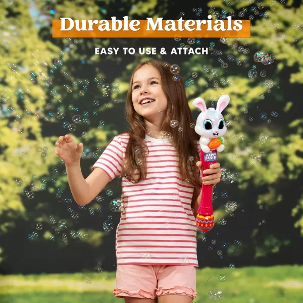 Sloosh Easter Bunny Bubble Wand for Kids Ages3 Light Up Automatic Bubble Maker with LED ampamp Sound Effect for Toddler Birthday Party Gifts Outdoor Easter Basket Stuffers