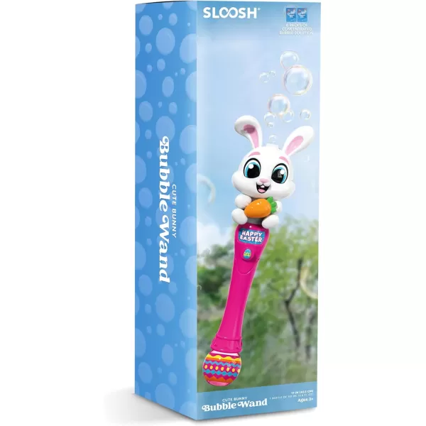 Sloosh Easter Bunny Bubble Wand for Kids Ages3 Light Up Automatic Bubble Maker with LED ampamp Sound Effect for Toddler Birthday Party Gifts Outdoor Easter Basket Stuffers