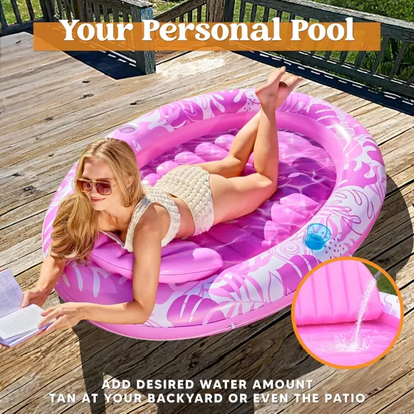 Sloosh Inflatable Pool Float Lounge 70quot x 50quot Oval Suntan Tub Floatie for Adults Tanning Pool Lounge Raft Floats Personal Pool Lounger for Summer Water PartyPink