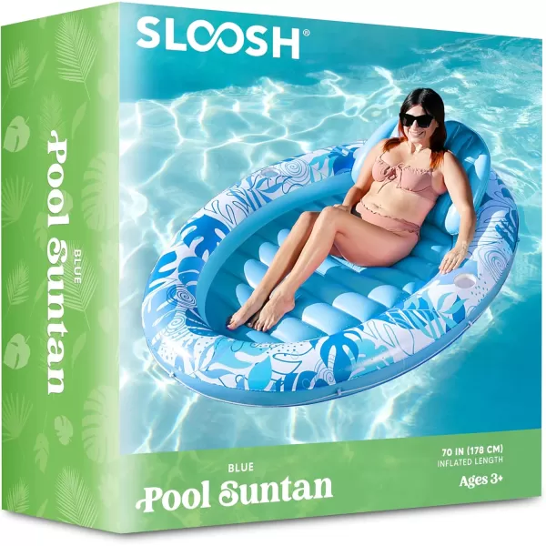 Sloosh Inflatable Pool Float Lounge 70quot x 50quot Oval Suntan Tub Floatie for Adults Tanning Pool Lounge Raft Floats Personal Pool Lounger for Summer Water PartyBlue