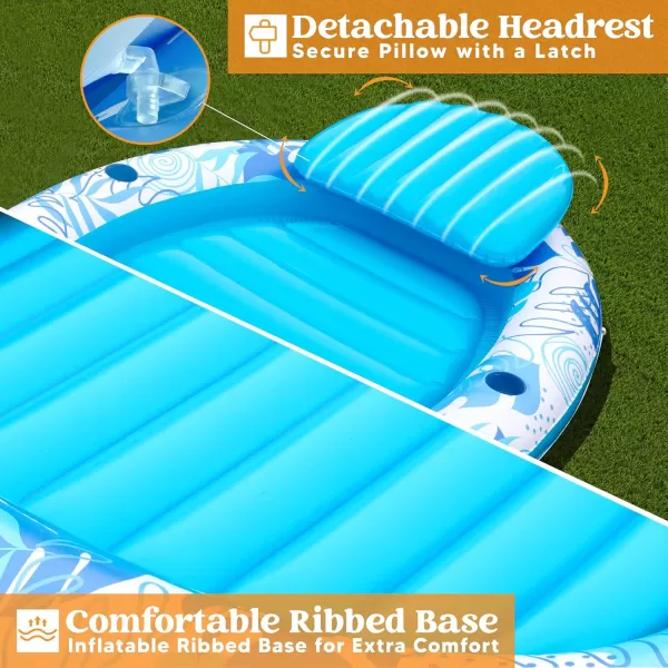 Sloosh Inflatable Pool Float Lounge 70quot x 50quot Oval Suntan Tub Floatie for Adults Tanning Pool Lounge Raft Floats Personal Pool Lounger for Summer Water PartyBlue