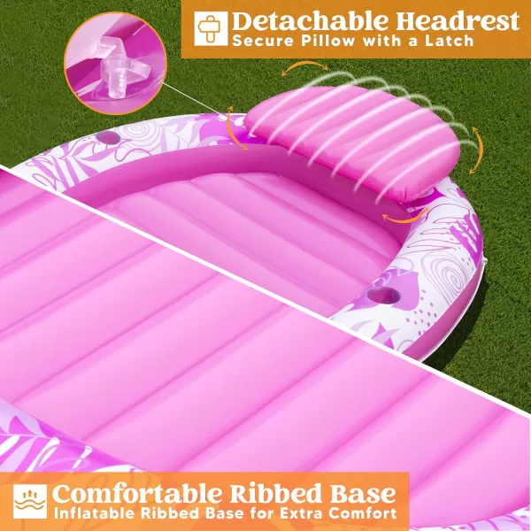 Sloosh Inflatable Pool Float Lounge 70quot x 50quot Oval Suntan Tub Floatie for Adults Tanning Pool Lounge Raft Floats Personal Pool Lounger for Summer Water PartyPink