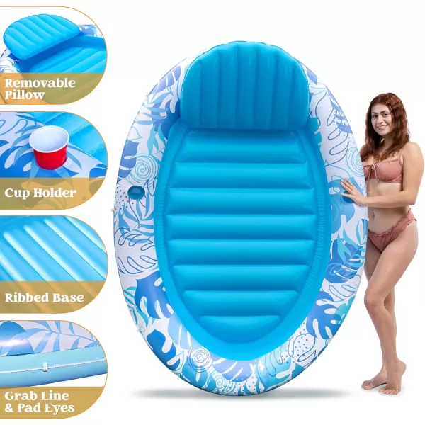 Sloosh Inflatable Pool Float Lounge 70quot x 50quot Oval Suntan Tub Floatie for Adults Tanning Pool Lounge Raft Floats Personal Pool Lounger for Summer Water PartyBlue