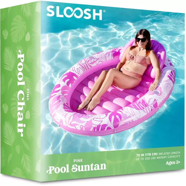 Sloosh Inflatable Pool Float Lounge 70quot x 50quot Oval Suntan Tub Floatie for Adults Tanning Pool Lounge Raft Floats Personal Pool Lounger for Summer Water PartyPink