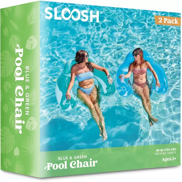 Sloosh Inflatable Pool Floats Adult 2 Pack Pool Chairs with Cup HoldersBlow up Floating Pool Floats ChairPool Floaties for Adults Swimming Pool Party Summer Water FunPure