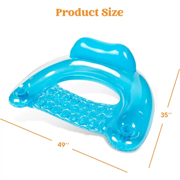 Sloosh Inflatable Pool Floats Adult 2 Pack Pool Chairs with Cup HoldersBlow up Floating Pool Floats ChairPool Floaties for Adults Swimming Pool Party Summer Water FunPure