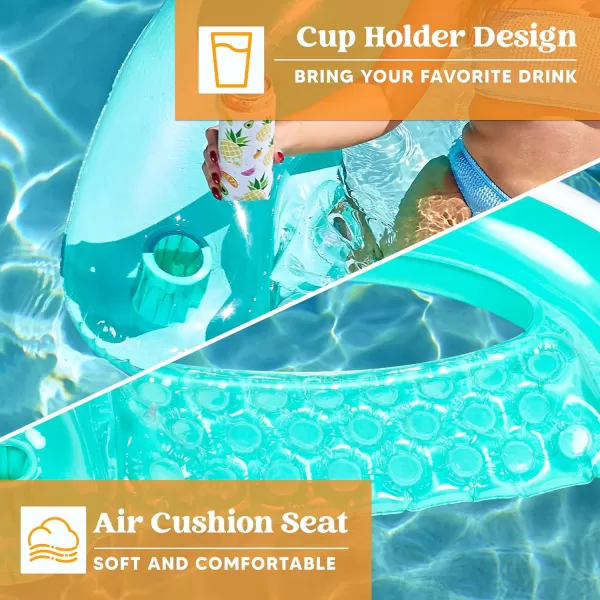 Sloosh Inflatable Pool Floats Adult 2 Pack Pool Chairs with Cup HoldersBlow up Floating Pool Floats ChairPool Floaties for Adults Swimming Pool Party Summer Water FunPure