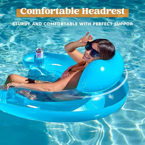 Sloosh Inflatable Pool Floats Adult 2 Pack Pool Chairs with Cup HoldersBlow up Floating Pool Floats ChairPool Floaties for Adults Swimming Pool Party Summer Water FunPure