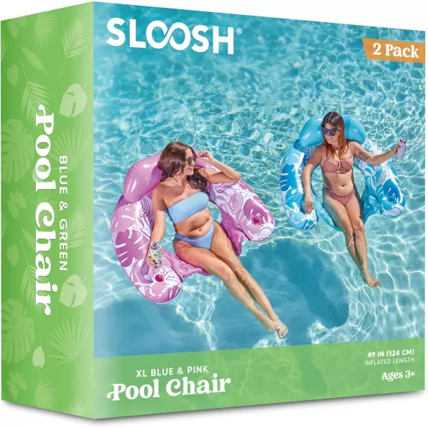 Sloosh Inflatable Pool Floats Adult 2 Pack Pool Chairs with Cup HoldersBlow up Floating Pool Floats ChairPool Floaties for Adults Swimming Pool Party Summer Water FunSummer Leaves