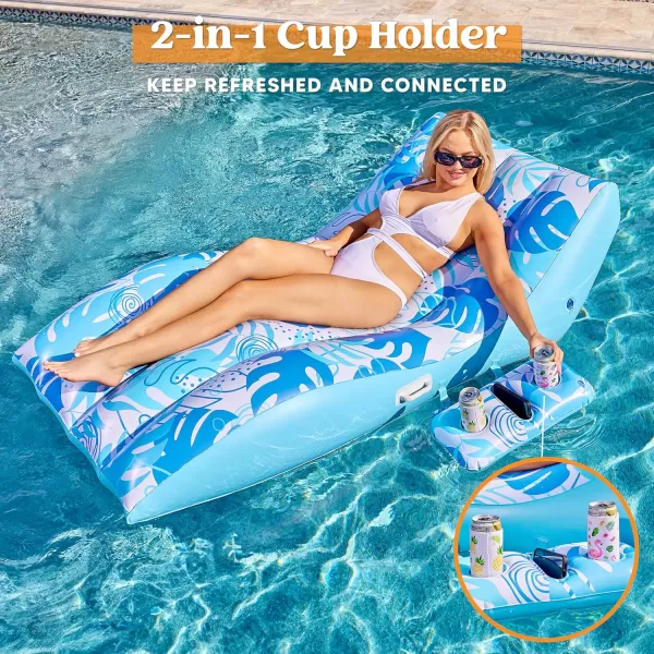 Sloosh Inflatable Pool Floats Adult  Ultimate Comfort Pool Lounge Chair with Detachable Cup Holder Heavy Duty Lounger Floating Chair Floaties Raft Water Floaty Blow Up Recliner Lake Tanning Float
