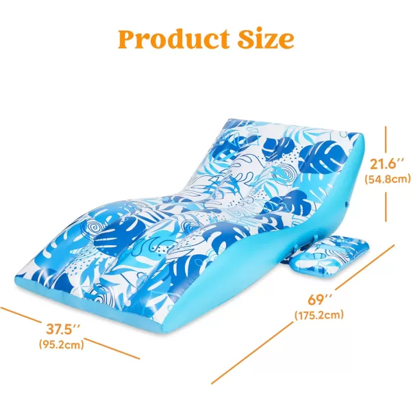 Sloosh Inflatable Pool Floats Adult  Ultimate Comfort Pool Lounge Chair with Detachable Cup Holder Heavy Duty Lounger Floating Chair Floaties Raft Water Floaty Blow Up Recliner Lake Tanning Float