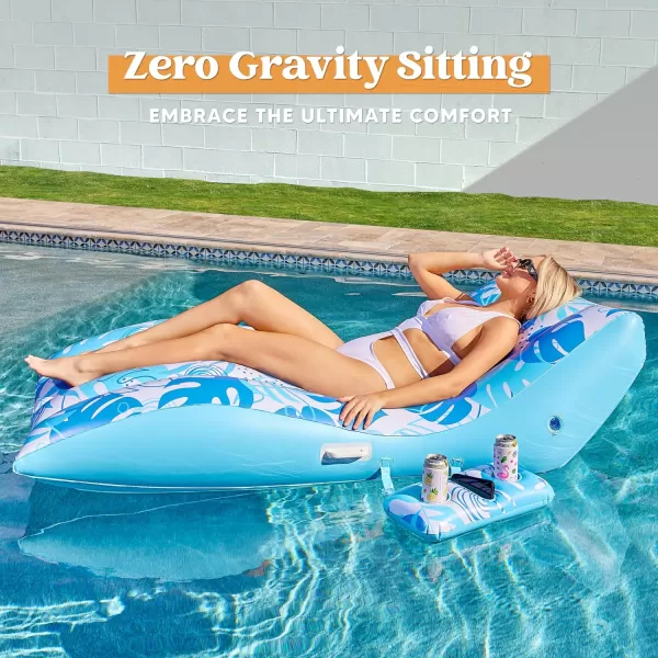 Sloosh Inflatable Pool Floats Adult  Ultimate Comfort Pool Lounge Chair with Detachable Cup Holder Heavy Duty Lounger Floating Chair Floaties Raft Water Floaty Blow Up Recliner Lake Tanning Float
