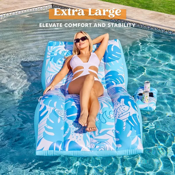Sloosh Inflatable Pool Floats Adult  Ultimate Comfort Pool Lounge Chair with Detachable Cup Holder Heavy Duty Lounger Floating Chair Floaties Raft Water Floaty Blow Up Recliner Lake Tanning Float