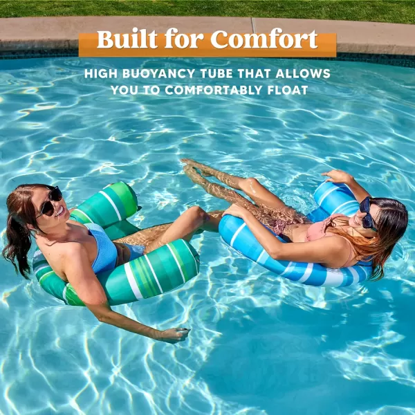 Sloosh Inflatable Pool Floats Chairs Adults 2 Packs Floating Noodle Chair with Stripes Design Soft Fabric Covered with Sling for Swimming Pool Water Chair Pool Lounger Party FloatiesDark BlueDark Green