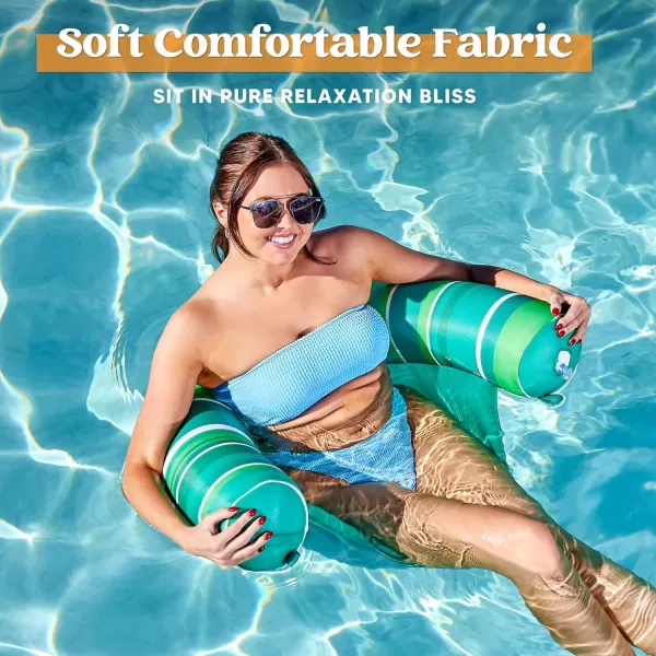 Sloosh Inflatable Pool Floats Chairs Adults 2 Packs Floating Noodle Chair with Stripes Design Soft Fabric Covered with Sling for Swimming Pool Water Chair Pool Lounger Party FloatiesDark BlueDark Green