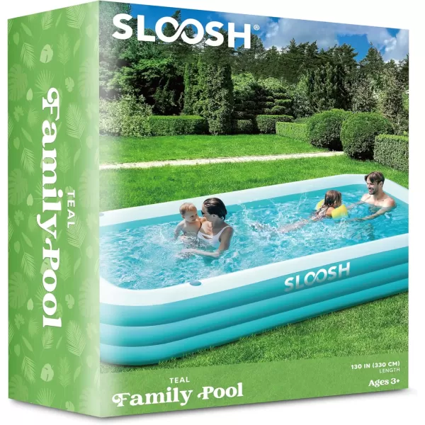Sloosh Inflatable Pool with Seats 125quot x 68quot x 22quot FullSized Inflatable Swimming Pool Durable Thickened Above Ground Swimming Pool Blow Up Family Pool Summer Water Party Backyard Garden Lawn
