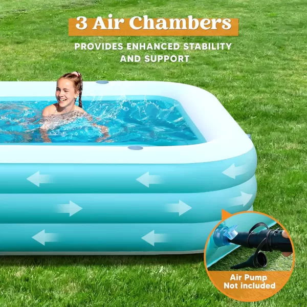 Sloosh Inflatable Pool with Seats 125quot x 68quot x 22quot FullSized Inflatable Swimming Pool Durable Thickened Above Ground Swimming Pool Blow Up Family Pool Summer Water Party Backyard Garden Lawn