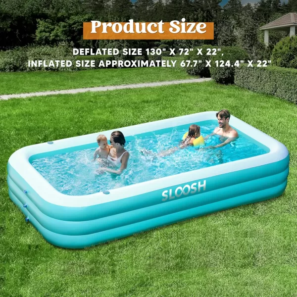 Sloosh Inflatable Pool with Seats 125quot x 68quot x 22quot FullSized Inflatable Swimming Pool Durable Thickened Above Ground Swimming Pool Blow Up Family Pool Summer Water Party Backyard Garden Lawn
