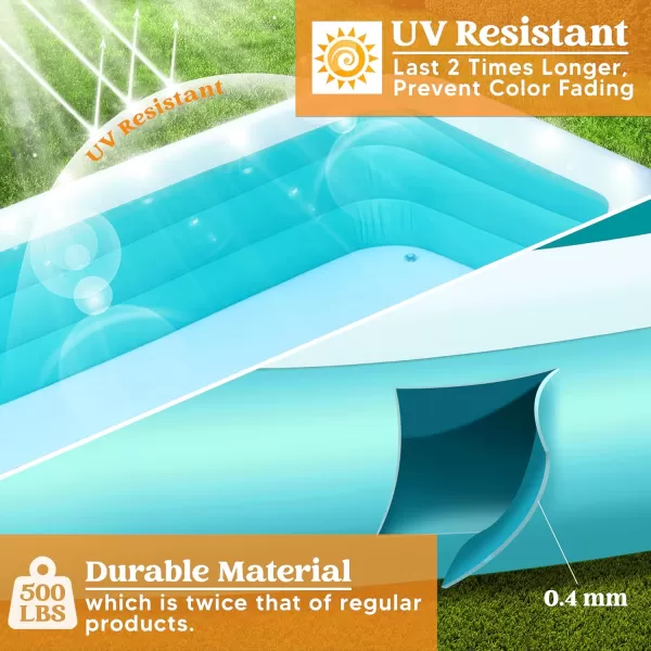 Sloosh Inflatable Pool with Seats 125quot x 68quot x 22quot FullSized Inflatable Swimming Pool Durable Thickened Above Ground Swimming Pool Blow Up Family Pool Summer Water Party Backyard Garden Lawn