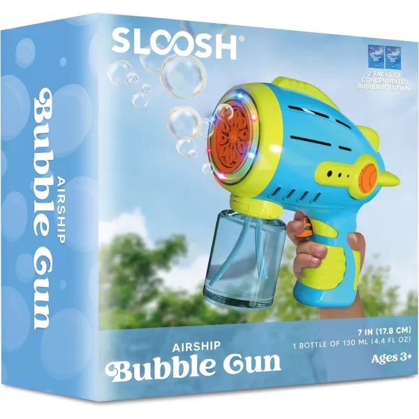 Sloosh Light Up Airship Bubble Guns for Kids Ages 48 with Bubble Refill Solution 10000 Bubbles 10 Holes Bubble Machine Gun for Toddlers Outdoor Toy Adults Summer Party Easter Gift