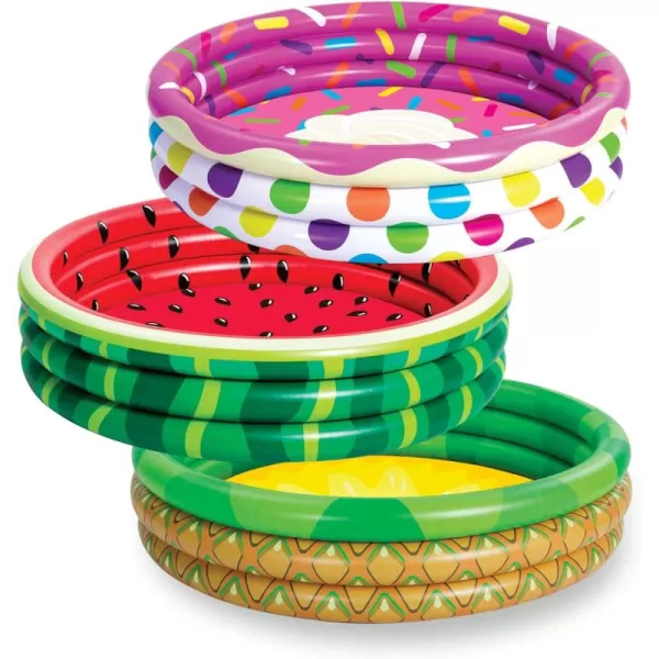 3 Pack 45quot X 10quot Inflatable Kiddie Pools Watermelon ampamp Pineapple ampamp Cupcake Swimming Pool for Kids Seasonal Merriment IndoorampampOutdoor Water Pool Baby Swimming Pool Pit Ball Pool