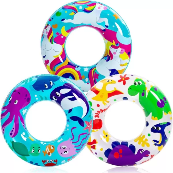 Inflatable Pool Floats with Glitters 325quot3 Pack Pool Floaties Tubes for Swimming Pool Kids Adults Beach Outdoor Party SuppliesAnimal