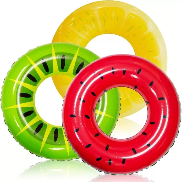 Inflatable Pool Floats with Glitters 325quot3 Pack Pool Floaties Tubes for Swimming Pool Kids Adults Beach Outdoor Party SuppliesFruit