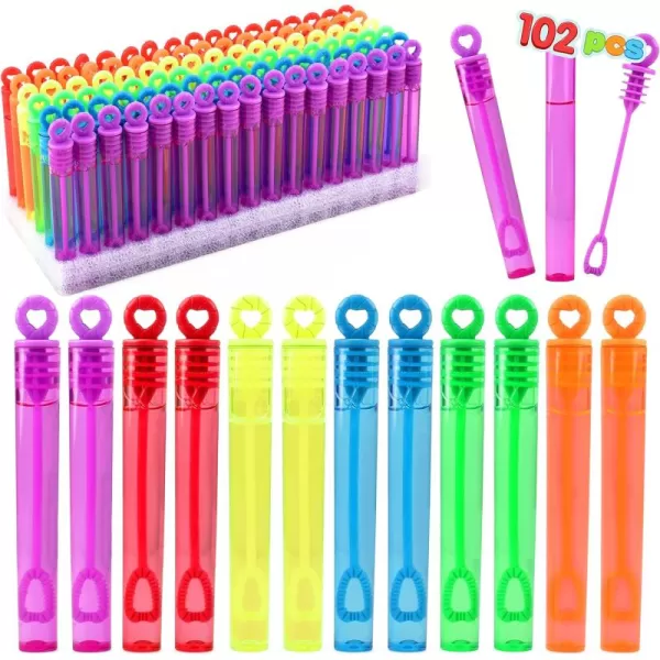 JOYIN 102 Pcs 6 Colors Mini Bubble Wands Bulk Party Favors Assortment Toys for Kids Carnival Prizes Wedding Outdoor Gifts for Girls ampamp Boys Easter Basket Stuffers Goodie Gift Bag Stuffer Fillers