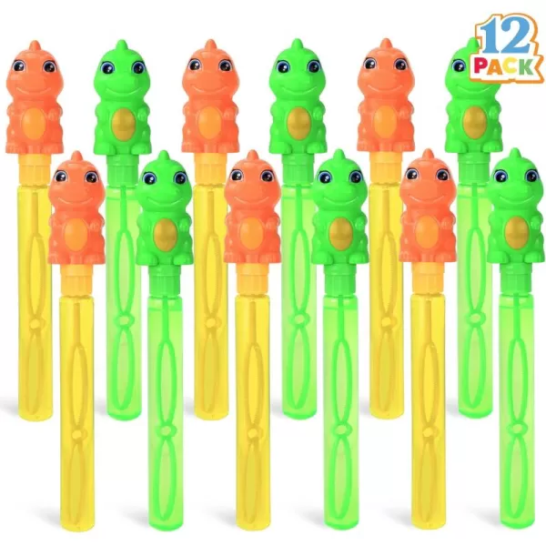JOYIN 12 Pack 11 Bubble Wands Dinosaur with Rattles for Kids Summer Bubble Dinosaur Party Favors Supplies Outdoors Activity Birthday Easter Bubble Blower Toy