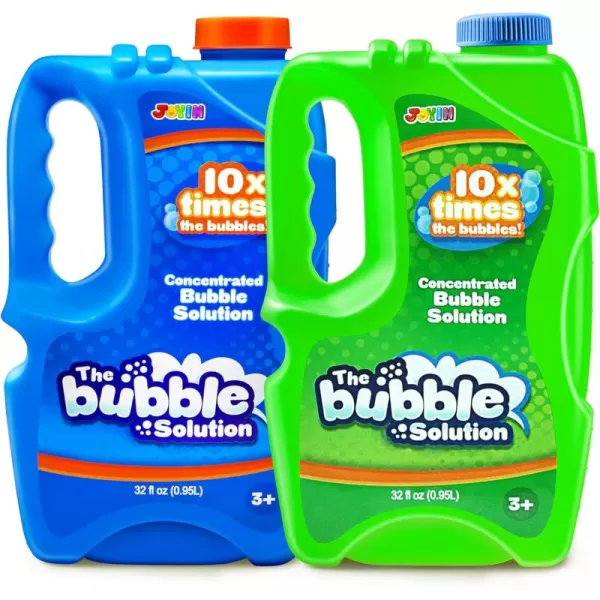 JOYIN 2 Bottles Bubbles Refill Solutions 64oz up to 5 Gallon Big Bubble Solution 64 OZ Concentrated Bubble Solution for Bubble Machine Gun Wand Refill Fluid Summer Easter Toys RedPurpleBluegreen