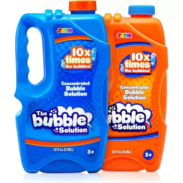 JOYIN 2 Bottles Bubbles Refill Solutions 64oz up to 5 Gallon Big Bubble Solution 64 OZ Concentrated Bubble Solution for Bubble Machine Gun Wand Refill Fluid Summer Easter Toys RedPurpleOrangeblue