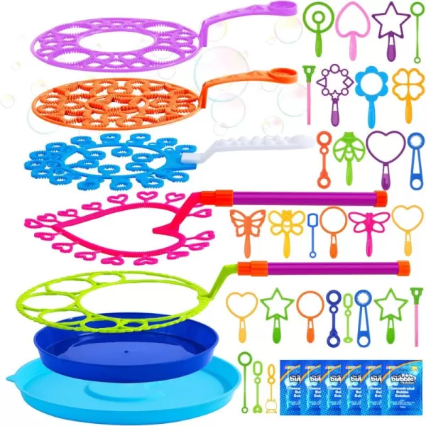 JOYIN Big Bubble Wands Set Bulk for Kids Summer Outdoor Activity Party Favors 18 Pcs Giant Bubble Maker with Tray 12quot Large 6 Pcs Bubble Solution Suitable for All Age PeopleRegular