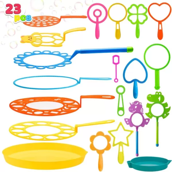 JOYIN Big Bubble Wands Set Bulk for Kids Summer Outdoor Activity Party Favors 18 Pcs Giant Bubble Maker with Tray 12quot Large 6 Pcs Bubble Solution Suitable for All Age PeopleClassic