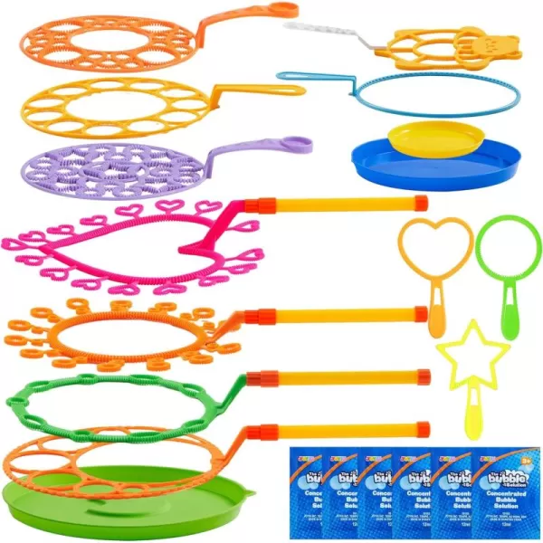 JOYIN Big Bubble Wands Set Bulk for Kids Summer Outdoor Activity Party Favors 18 Pcs Giant Bubble Maker with Tray 12quot Large 6 Pcs Bubble Solution Suitable for All Age PeopleLuxury