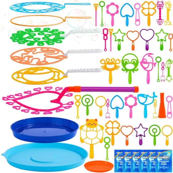 JOYIN Big Bubble Wands Set Bulk for Kids Summer Outdoor Activity Party Favors 18 Pcs Giant Bubble Maker with Tray 12quot Large 6 Pcs Bubble Solution Suitable for All Age PeopleVarious