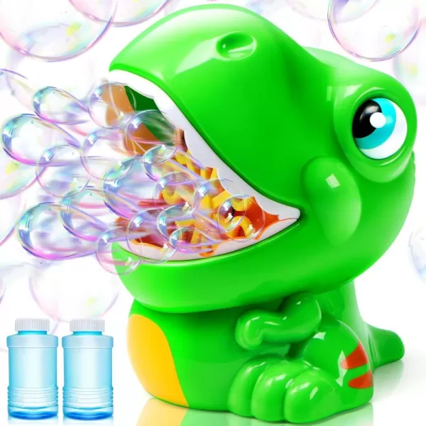 JOYIN Dinosaur Bubble Machine Bubble Machine Gun Blower with Bubble Solutions for Kids Summer Outdoor Indoor Toy Dinosaur Party Favor Kids Birthday Gift GreenGreen