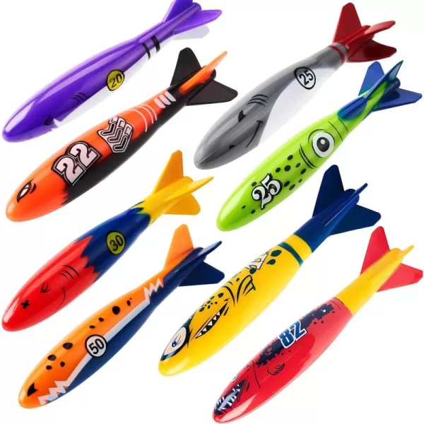 JOYIN Diving Sticks Pool Toys 8 Pcs Underwater Training Pool Dive Stick for Kids Colorful Swimming Toy Sinking Throwing Sticks for Kids Gifts Summer Swim Training Water Fun Pool GamesSticksSharks