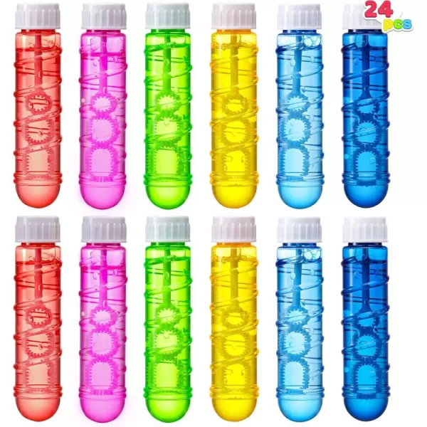 Sloosh 24 Pack 2oz Bubble Liquid Clear Bottle with Wand Set for Kids Bubble Toys Summer Bubble Fun Activity Easter and Assortment Party FavorsWhorl