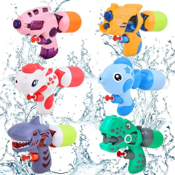 Sloosh 6 Pack Animal Water Gun for Kids Water Blaster Squirt Guns and Pump Super Water Soakers for Kids Summer Swimming Pool Beach Outdoor Water Activity Fighting Play Toys Random Color