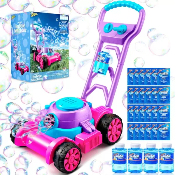 Sloosh Bubble Lawn Mower Toddler Toys  Kids Toys Bubble Machine Summer Outdoor Toys Games Bubble Mower Push Toy Outside Toys for Toddlers Preschool Kid Boys Girls Birthday Gifts BluePink