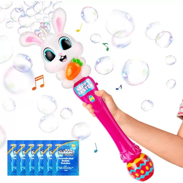 Sloosh Easter Bunny Bubble Wand for Kids Ages3 Light Up Automatic Bubble Maker with LED ampamp Sound Effect for Toddler Birthday Party Gifts Outdoor Easter Basket Stuffers