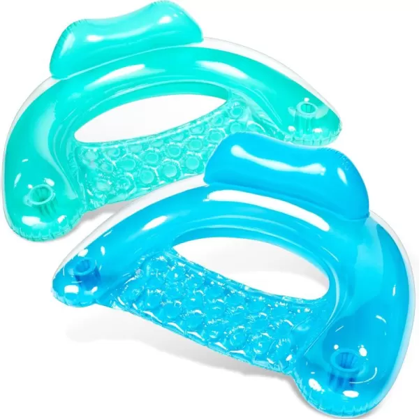 Sloosh Inflatable Pool Floats Adult 2 Pack Pool Chairs with Cup HoldersBlow up Floating Pool Floats ChairPool Floaties for Adults Swimming Pool Party Summer Water FunPure