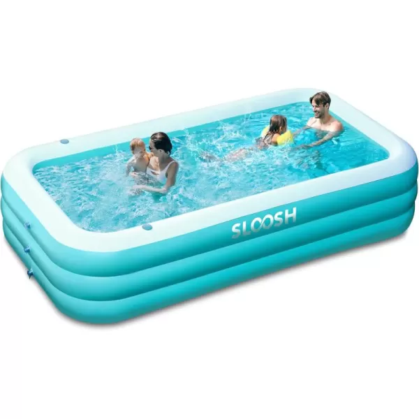 Sloosh Inflatable Pool with Seats 125quot x 68quot x 22quot FullSized Inflatable Swimming Pool Durable Thickened Above Ground Swimming Pool Blow Up Family Pool Summer Water Party Backyard Garden Lawn